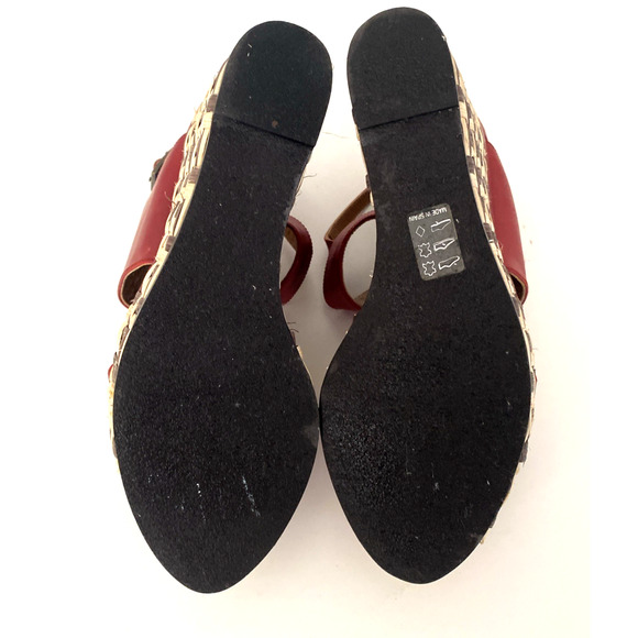 Aquatalia Carmela Sandal Espadrille Wedge Heel Red Leather Buckle Platform 8 - Picture 10 of 10